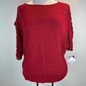 NWT JW Style Red Sweater Top Size S